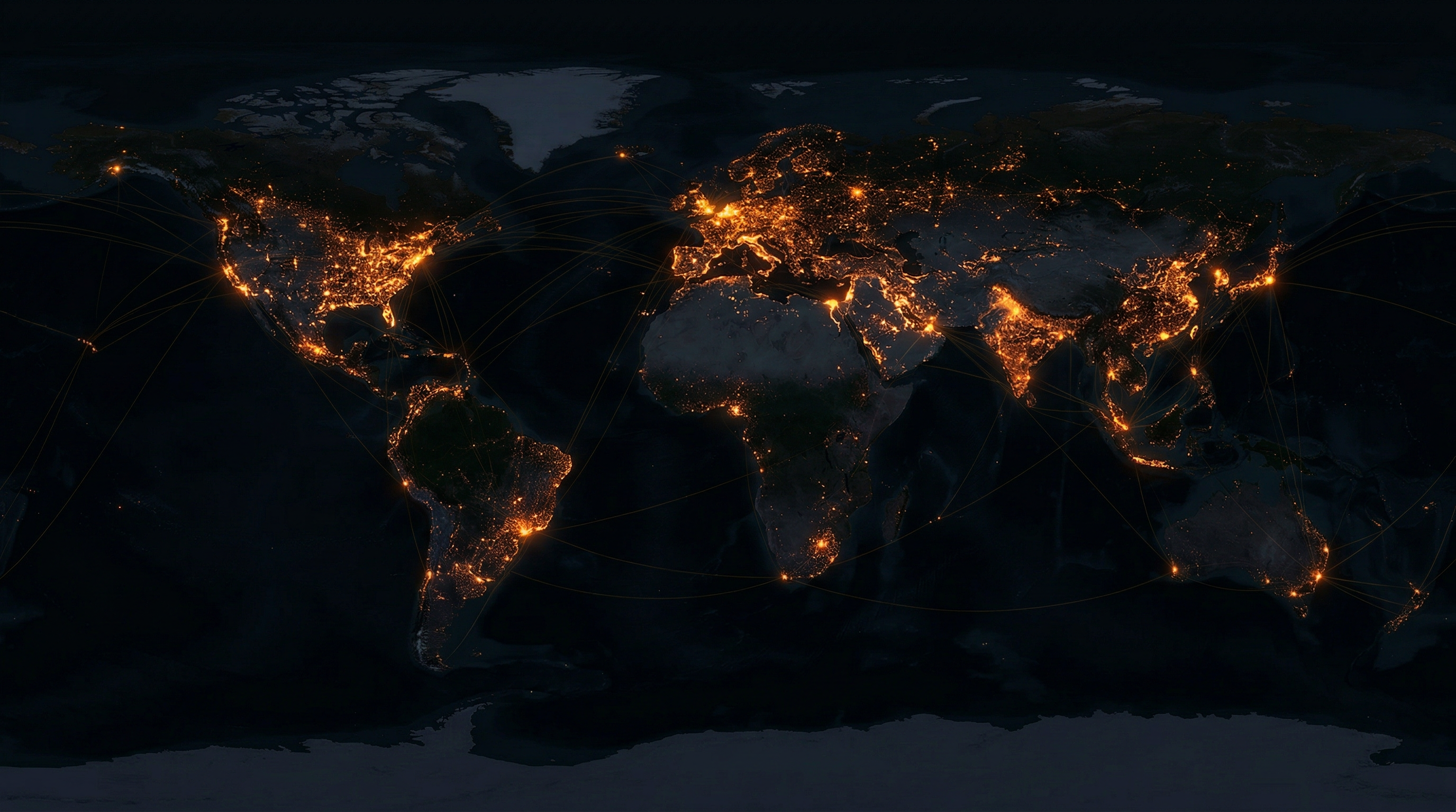 Dark glowing world map